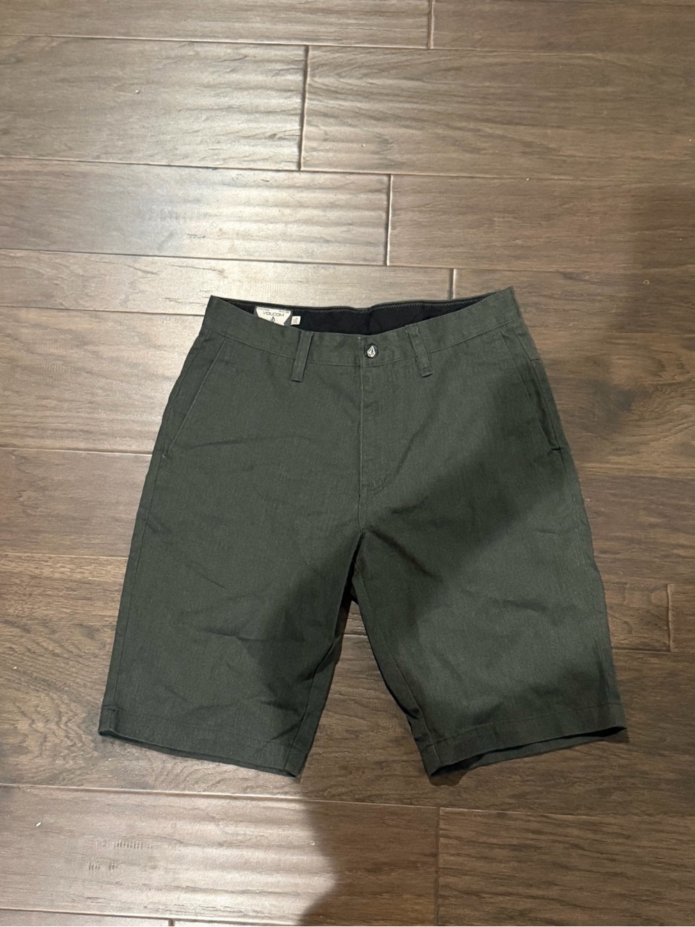 Volcom Men's Olive Green Flat-Front Shorts